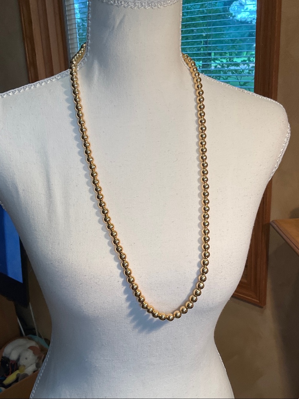 Napier Long Gold Bead Necklace